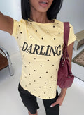 Darling Girl Graphic Top Yellow Polka Dot