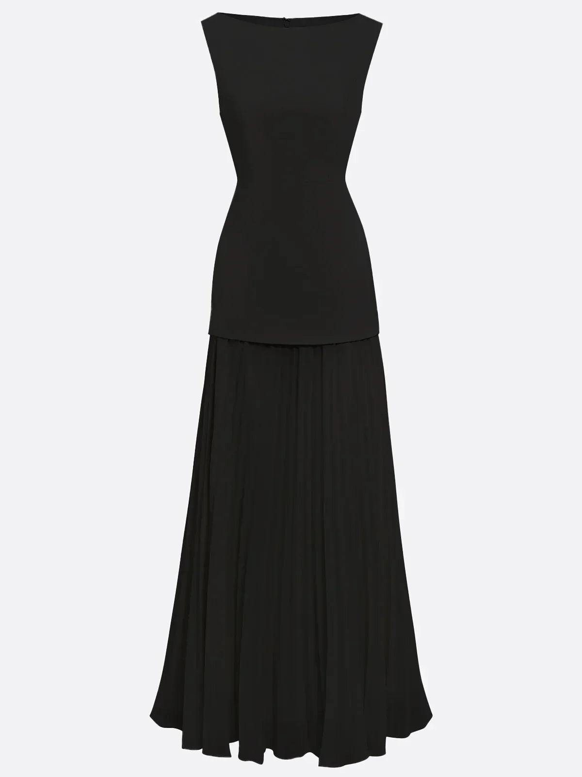 Women's Sleeveless Maxi Dress with Flowing Pleats ¨C Elegant Bridesmaid Gown