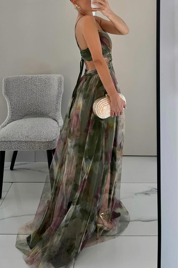 Women's Floral Flowing Maxi Dress ¨C Sleeveless Elegant Wedding Guest Dress