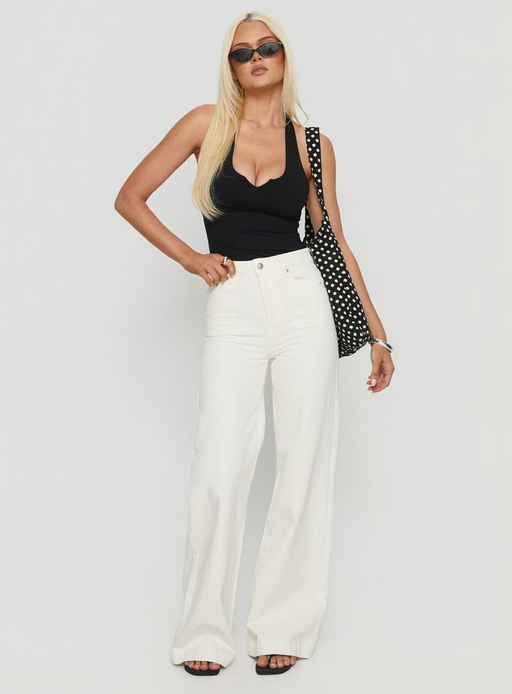 Goldie High Rise Wide Leg Jeans White