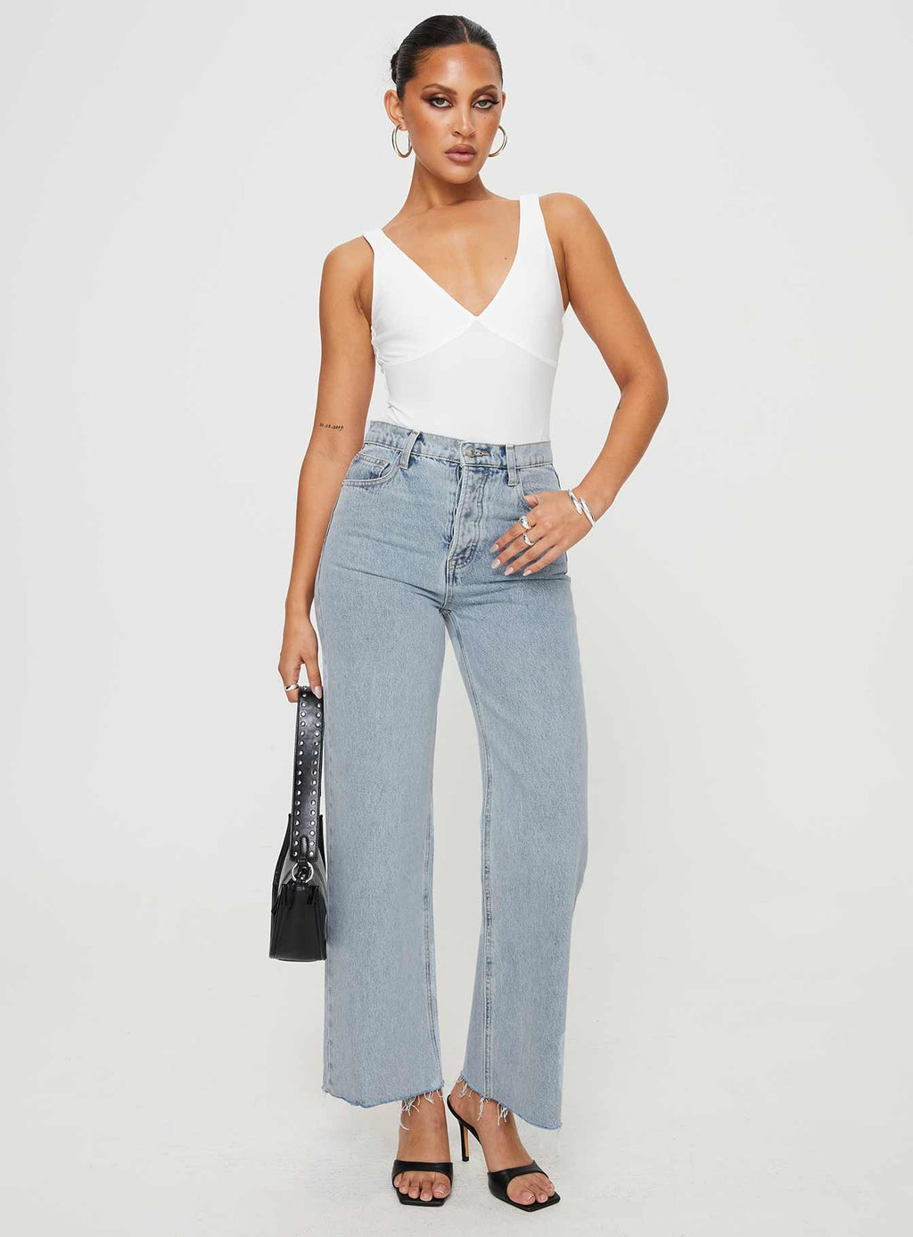 Fawcett High Rise Straight Leg Jeans Light Blue Wash Petite