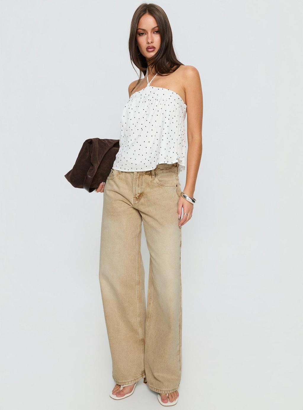 Serenitia Mid Rise Relaxed Jeans Sandy Brown Wash