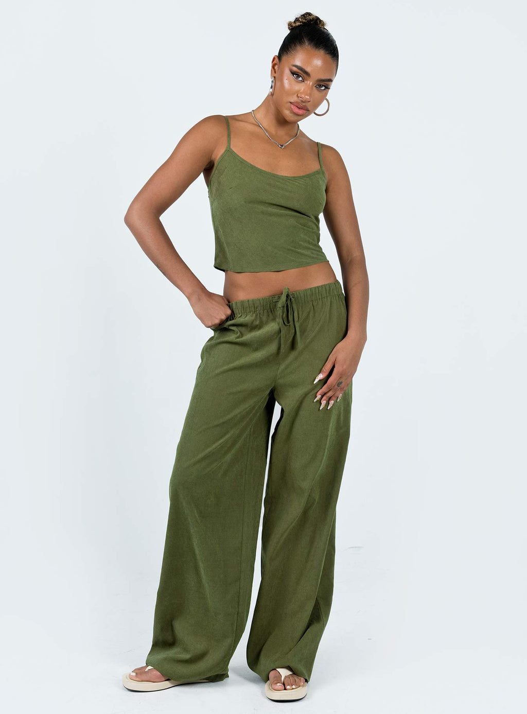 Paigey Set Khaki Wide-leg matching set