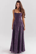 Women's Spaghetti Strap Chiffon Floral Formal Dress ¨C Elegant Maxi Dress