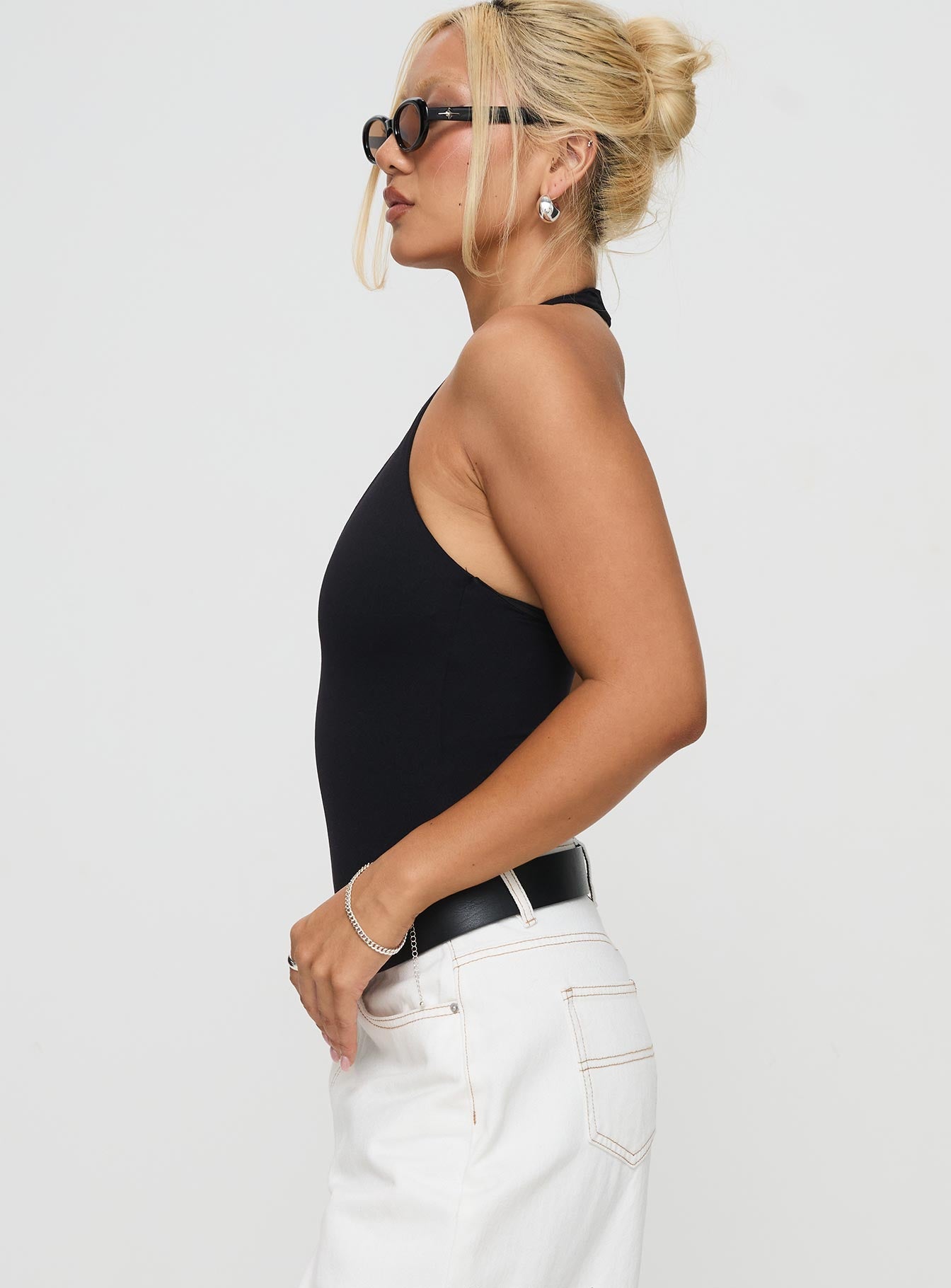 Someone New Halter Bodysuit Black