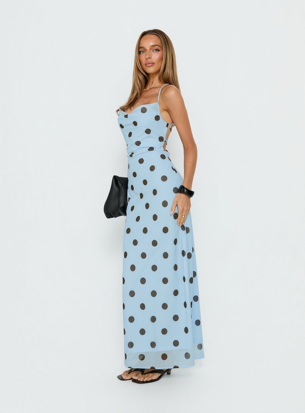Celena Maxi Dress Blue Polka Dot