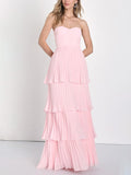 Women's Strapless Ruched Tiered Maxi Occasion Dress ¨C Elegant Evening Dress