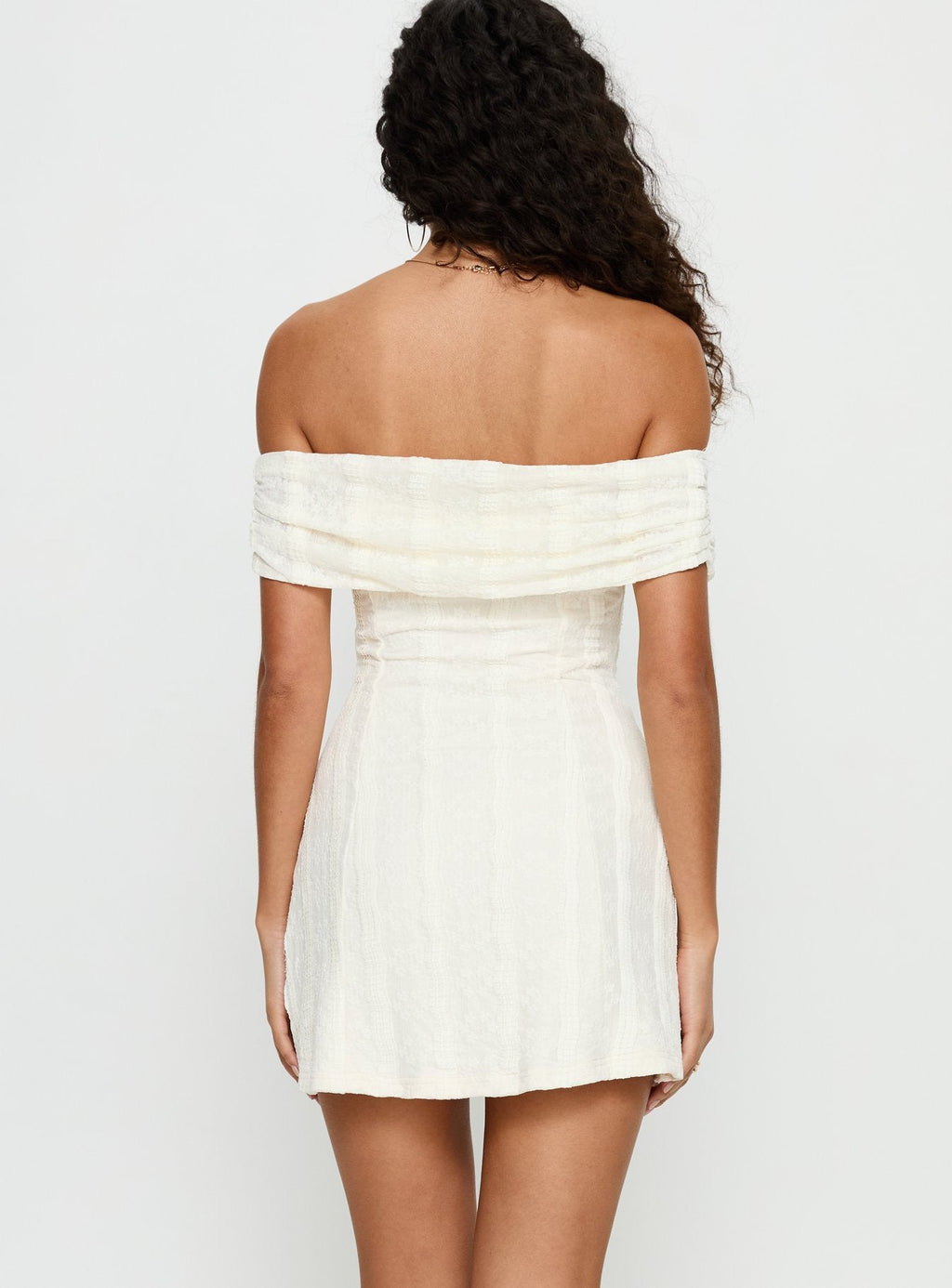 Colettie Off Shoulder Mini Dress Cream