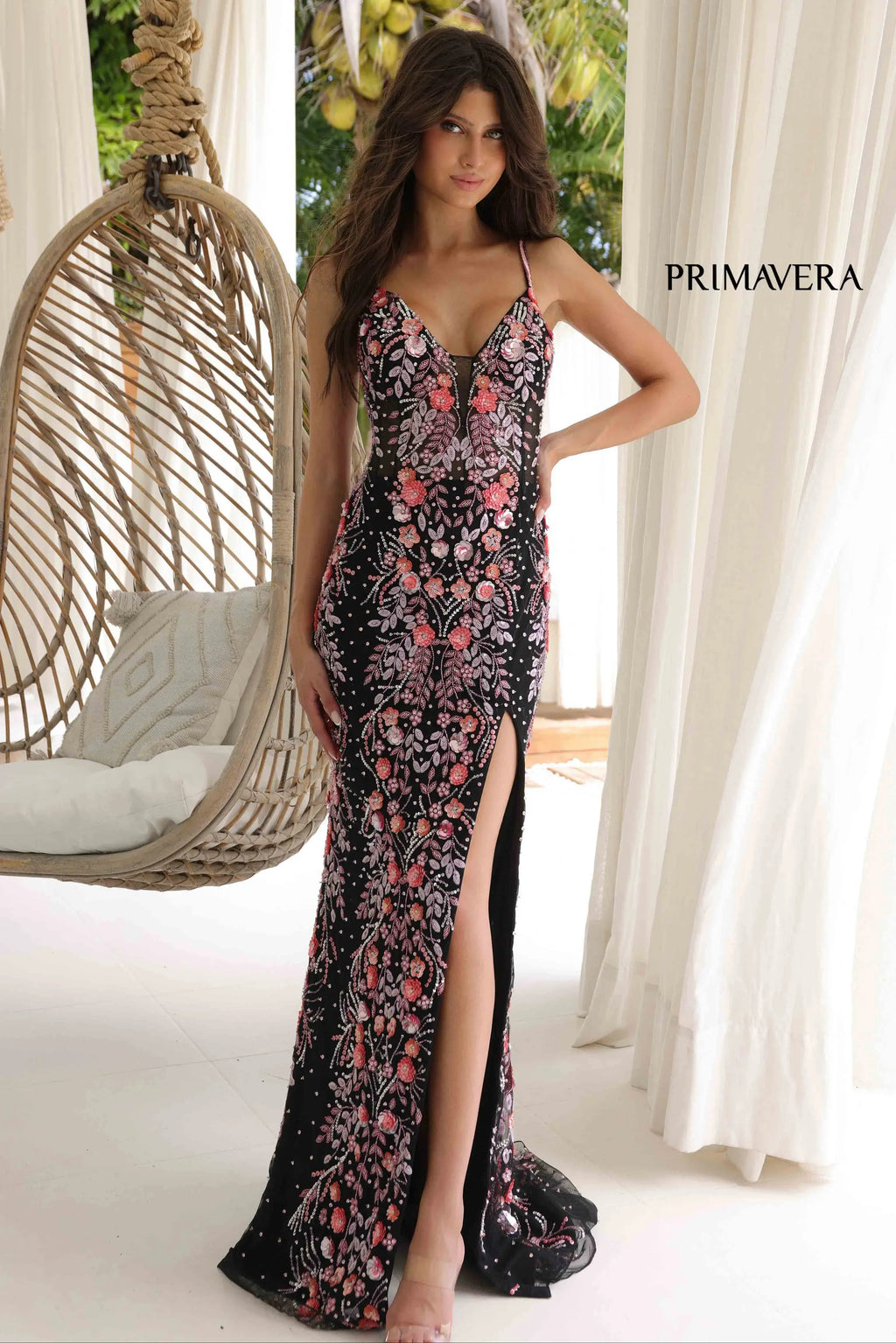 4313 - Primavera - Beaded Floral Sequin Gown