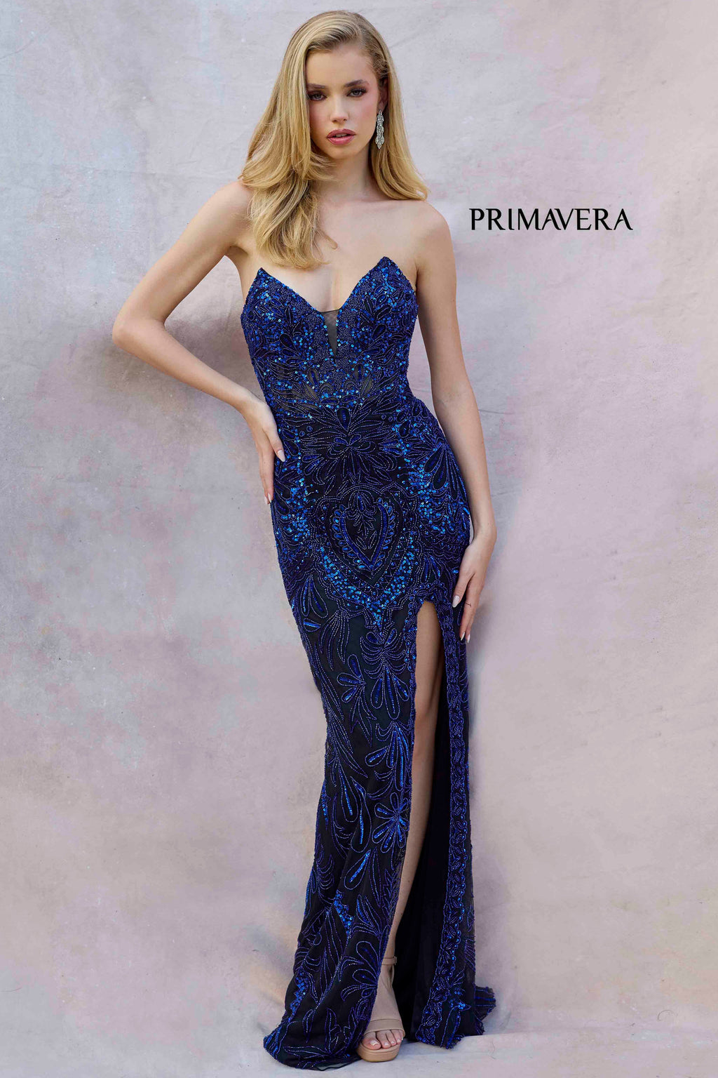 4343 - Primavera - Beaded Gown With Edgy Open Back