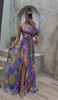 Women's Floral Off Shoulder Summer Dress - Elegant Flowy Event Gown
