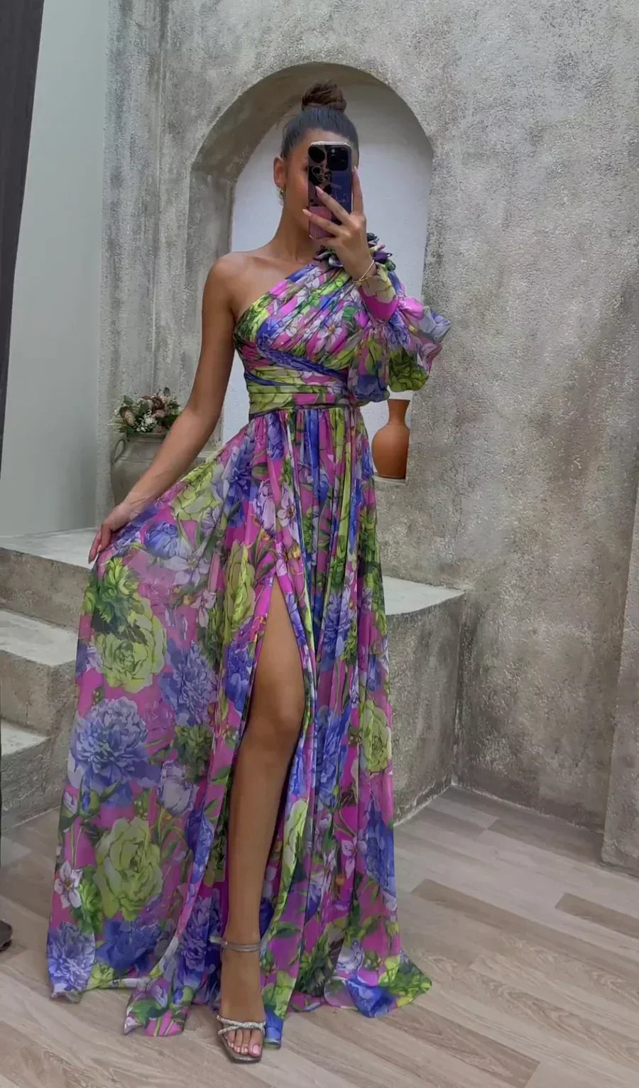Women's Floral Off Shoulder Summer Dress - Elegant Flowy Event Gown