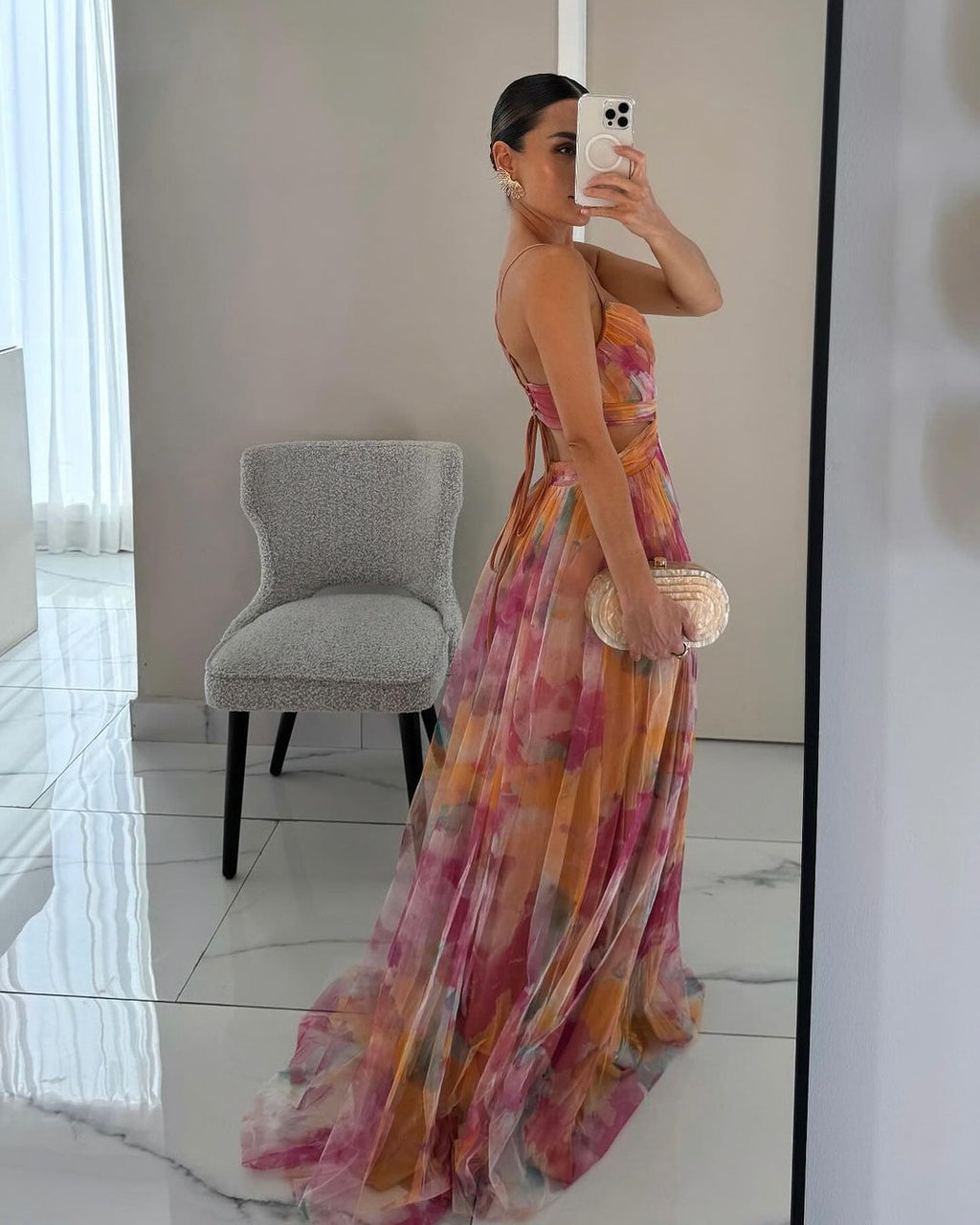 Women's Floral Flowing Maxi Dress ¨C Sleeveless Elegant Wedding Guest Dress