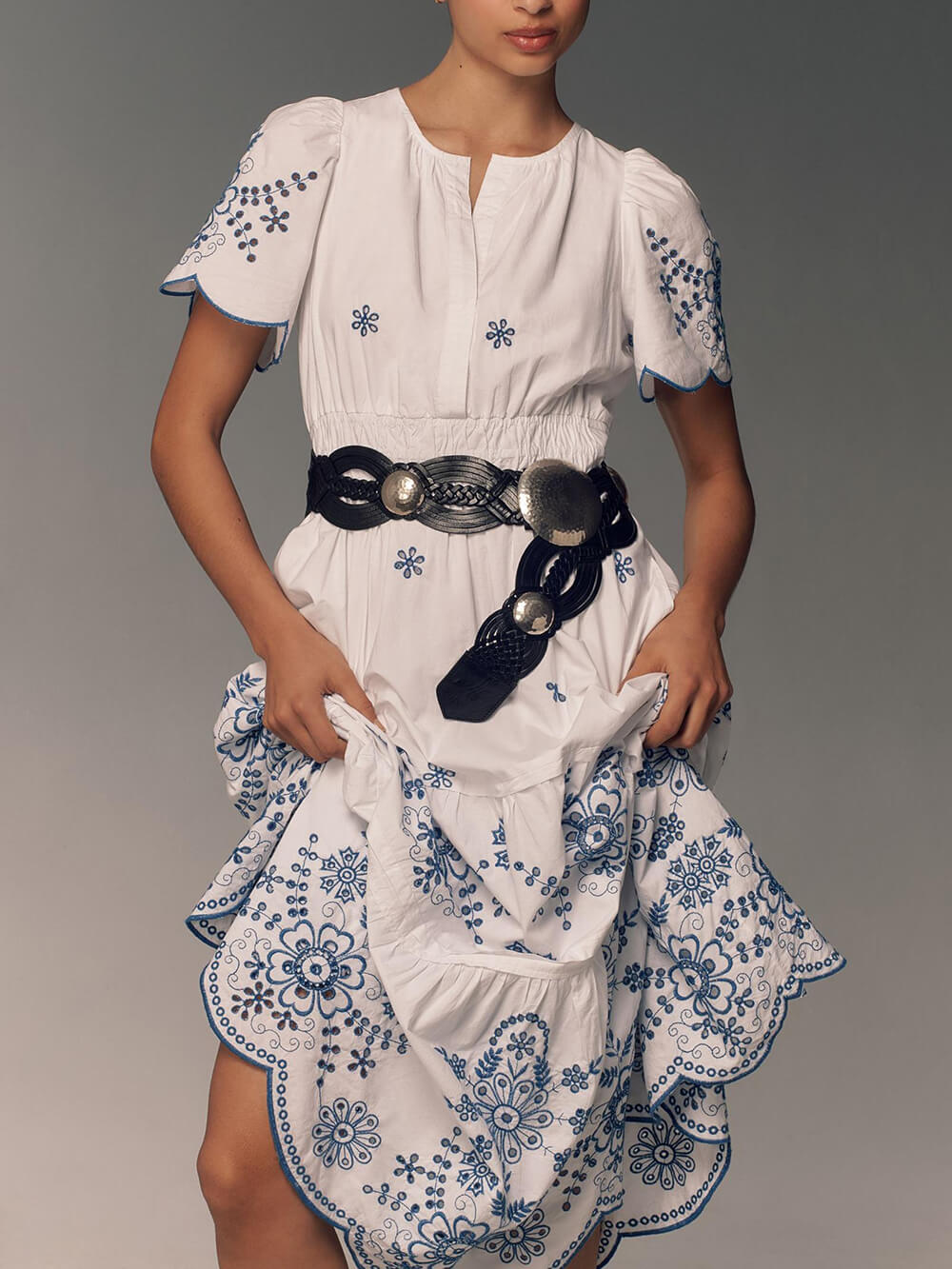Women's Flowing Printed Maxi Dress With Gathered Waist ¨C Elegant Summer Dress