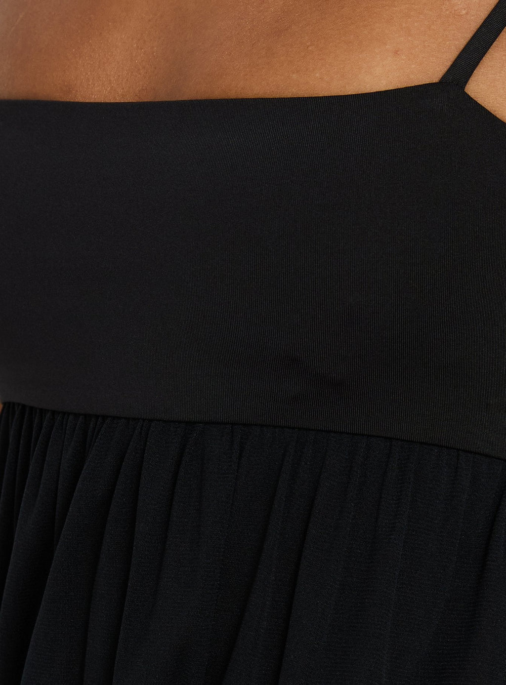 Franciska Sheer Blouson Mini Dress Black
