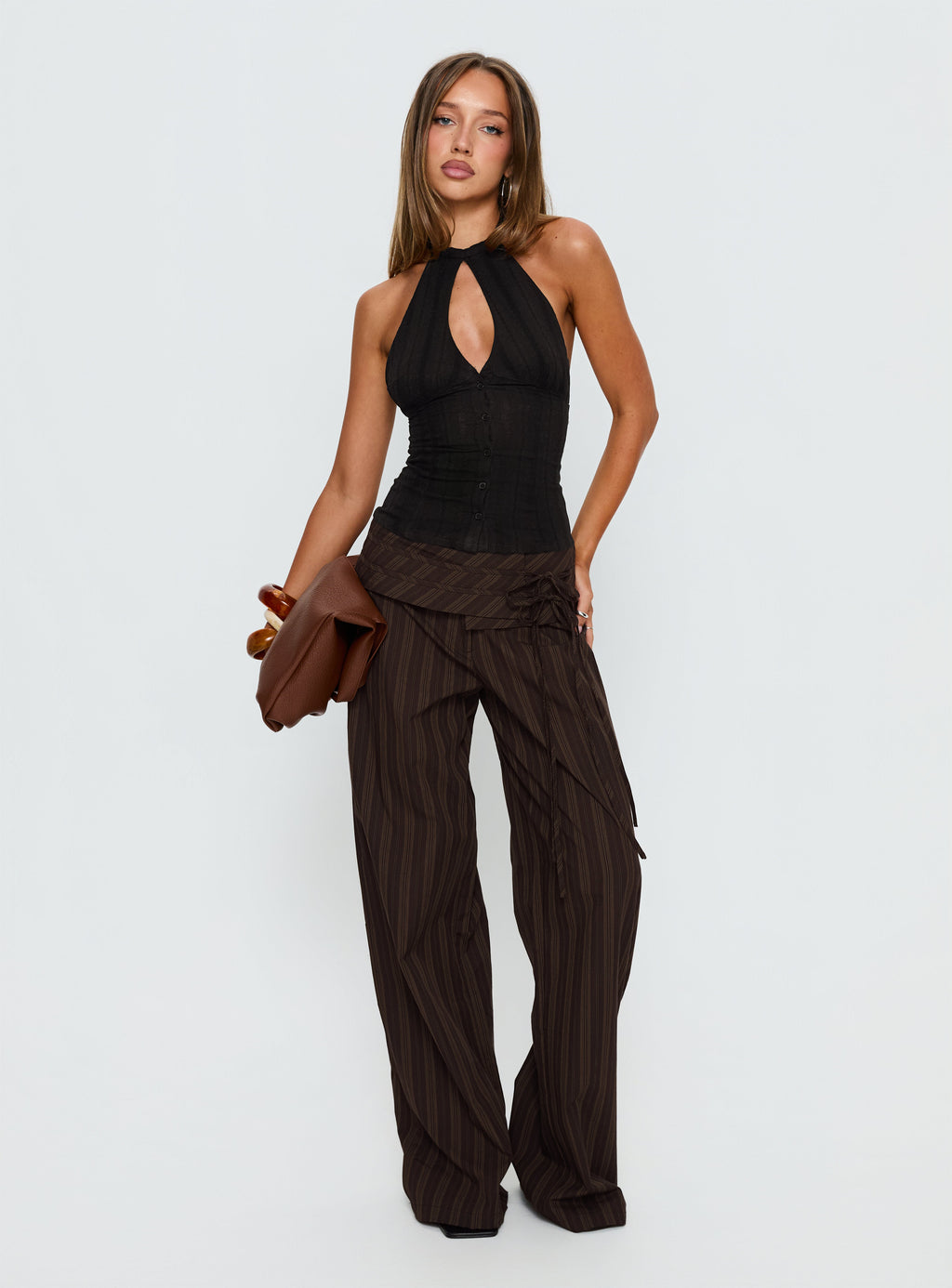 Call You Up Keyhole Backless Top Black