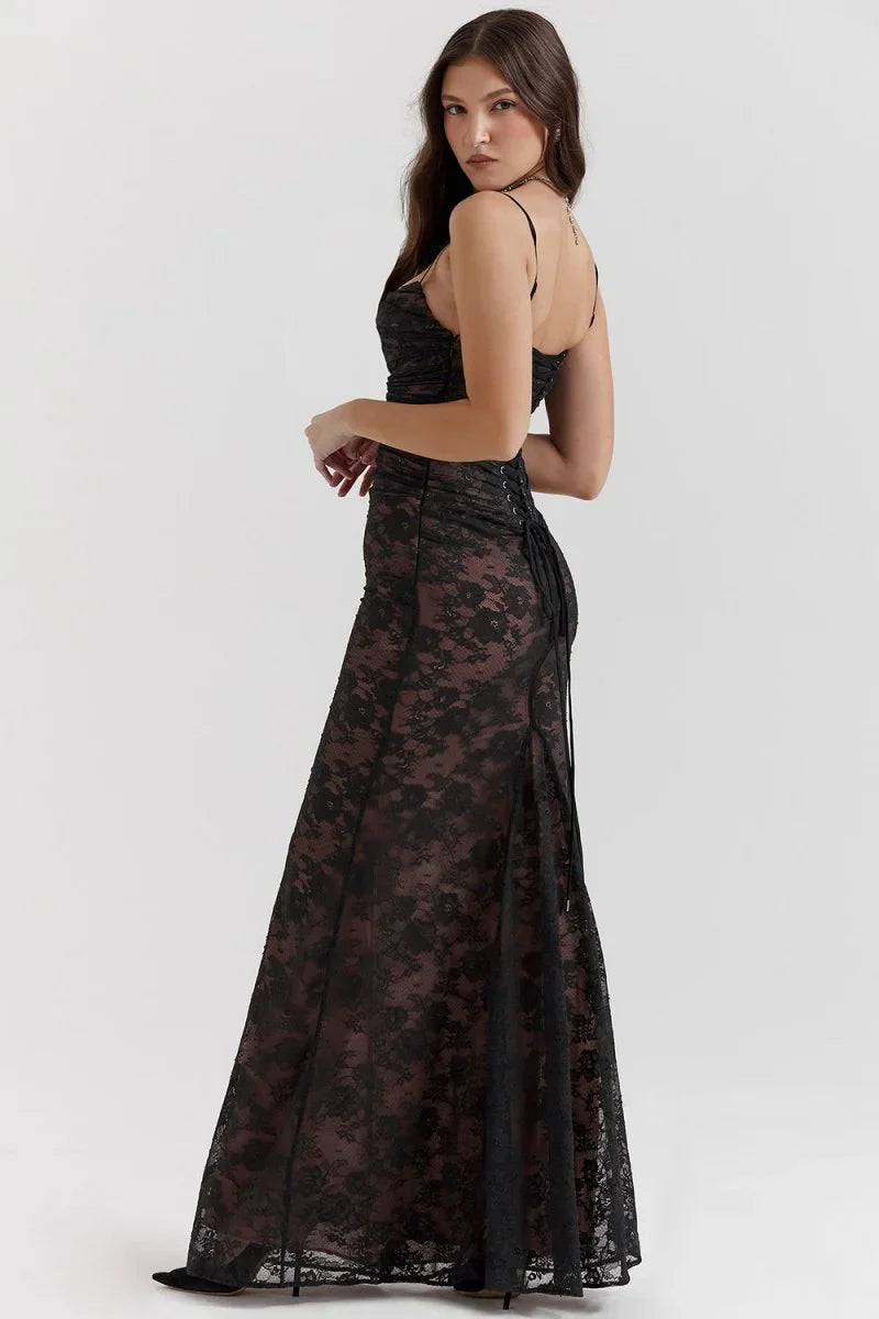 Women's Lace Bodycon Maxi Dress Set ¨C Long Sleeve Cropped Jacket