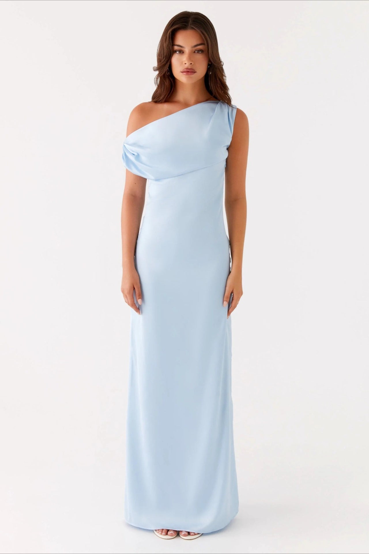 Women's Solid Asymmetric Neckline Formal Maxi Dress ¨C Evening Gown