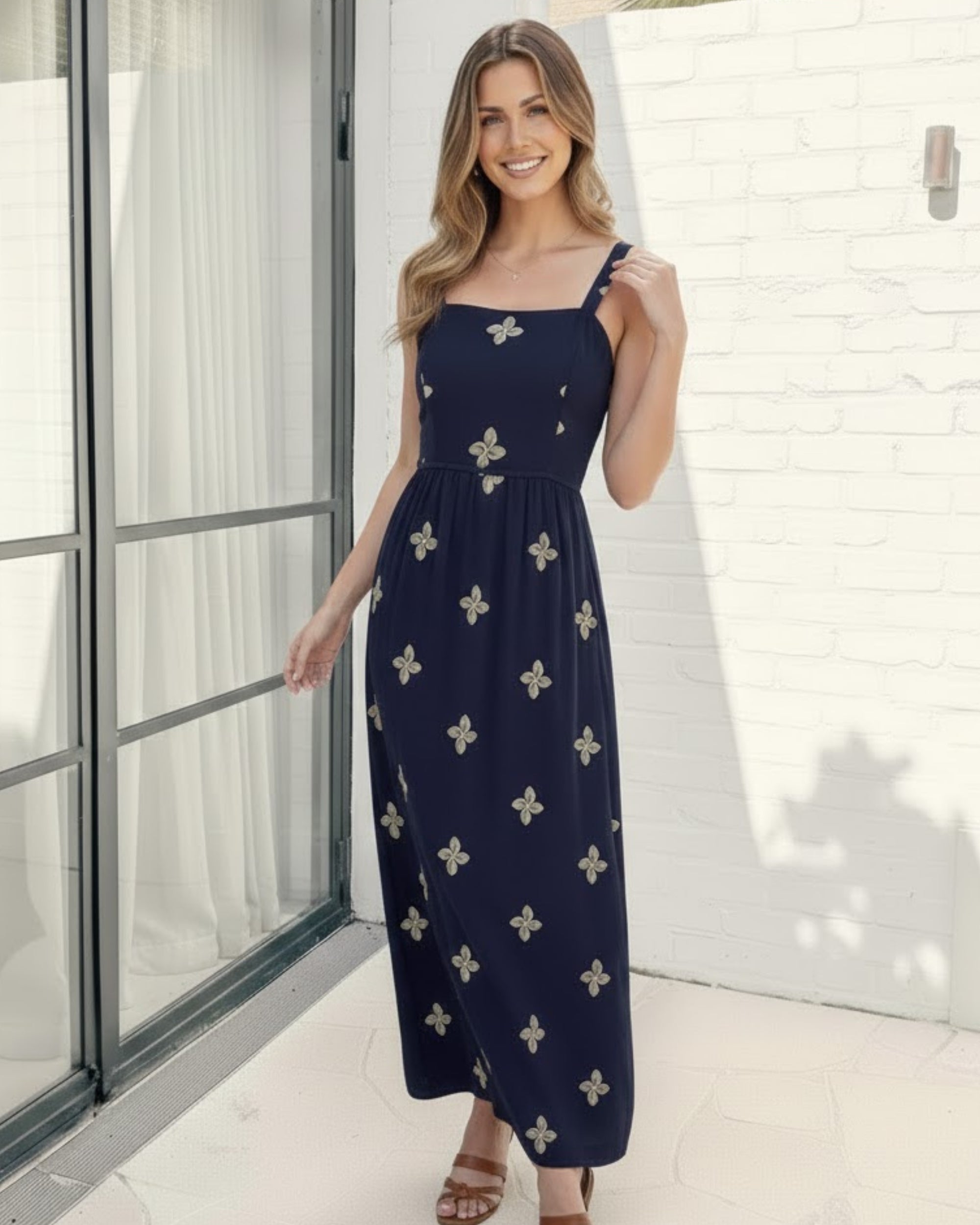 Atasha Dress - Navy Print
