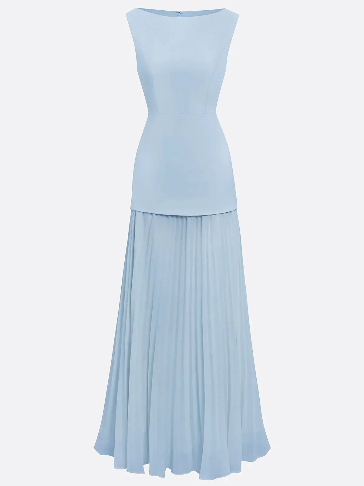 Women's Sleeveless Maxi Dress with Flowing Pleats ¨C Elegant Bridesmaid Gown