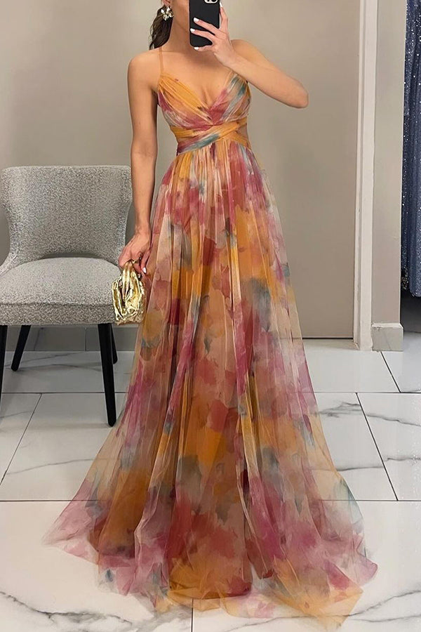 Women's Floral Flowing Maxi Dress ¨C Sleeveless Elegant Wedding Guest Dress
