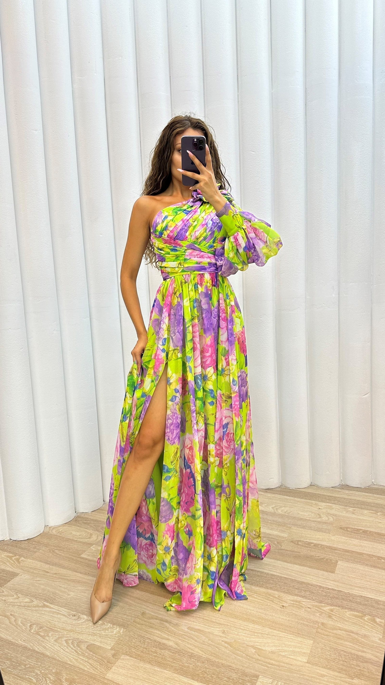 Women's Floral Off Shoulder Summer Dress - Elegant Flowy Event Gown
