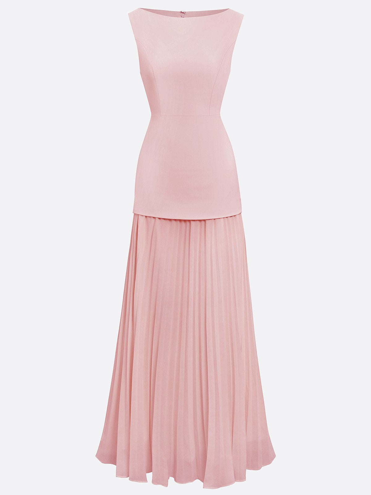 Women's Sleeveless Maxi Dress with Flowing Pleats ¨C Elegant Bridesmaid Gown