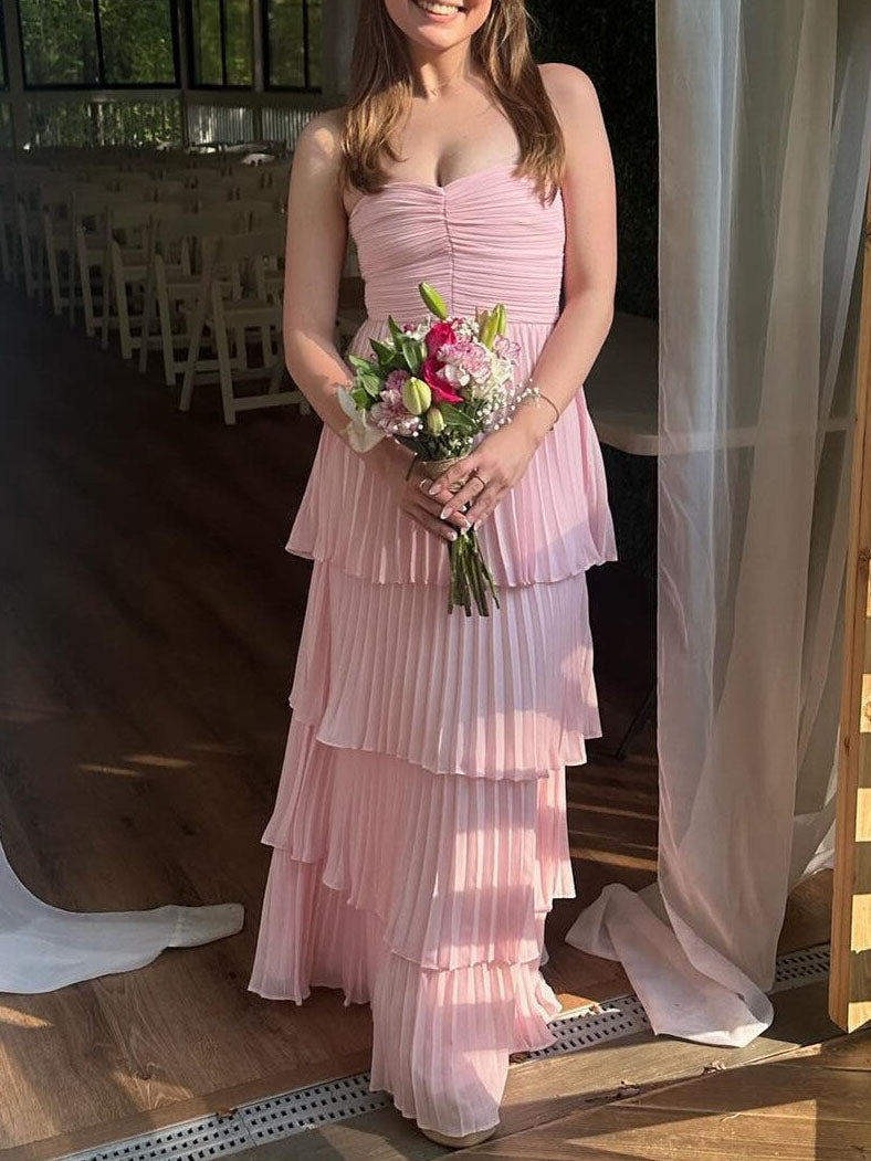 Women's Strapless Ruched Tiered Maxi Occasion Dress ¨C Elegant Evening Dress