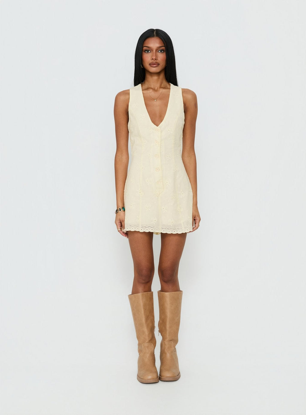 Sylvara Textured Button Up Playsuit Yellow