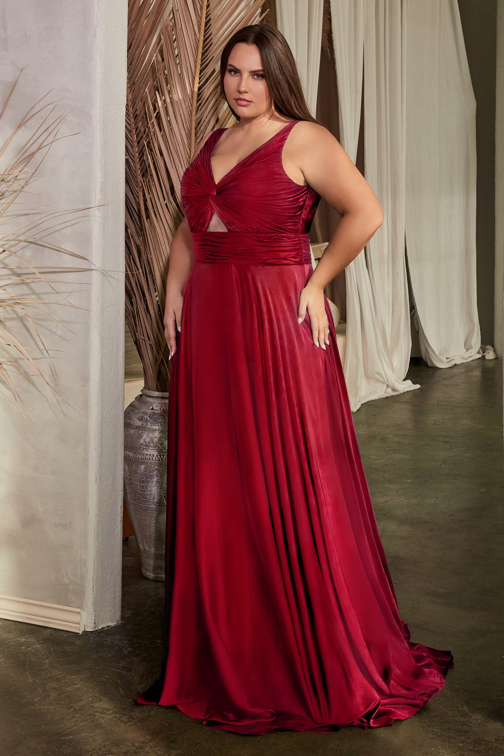 Marlena Gown - A-Line Keyhole Soft Satin Dress