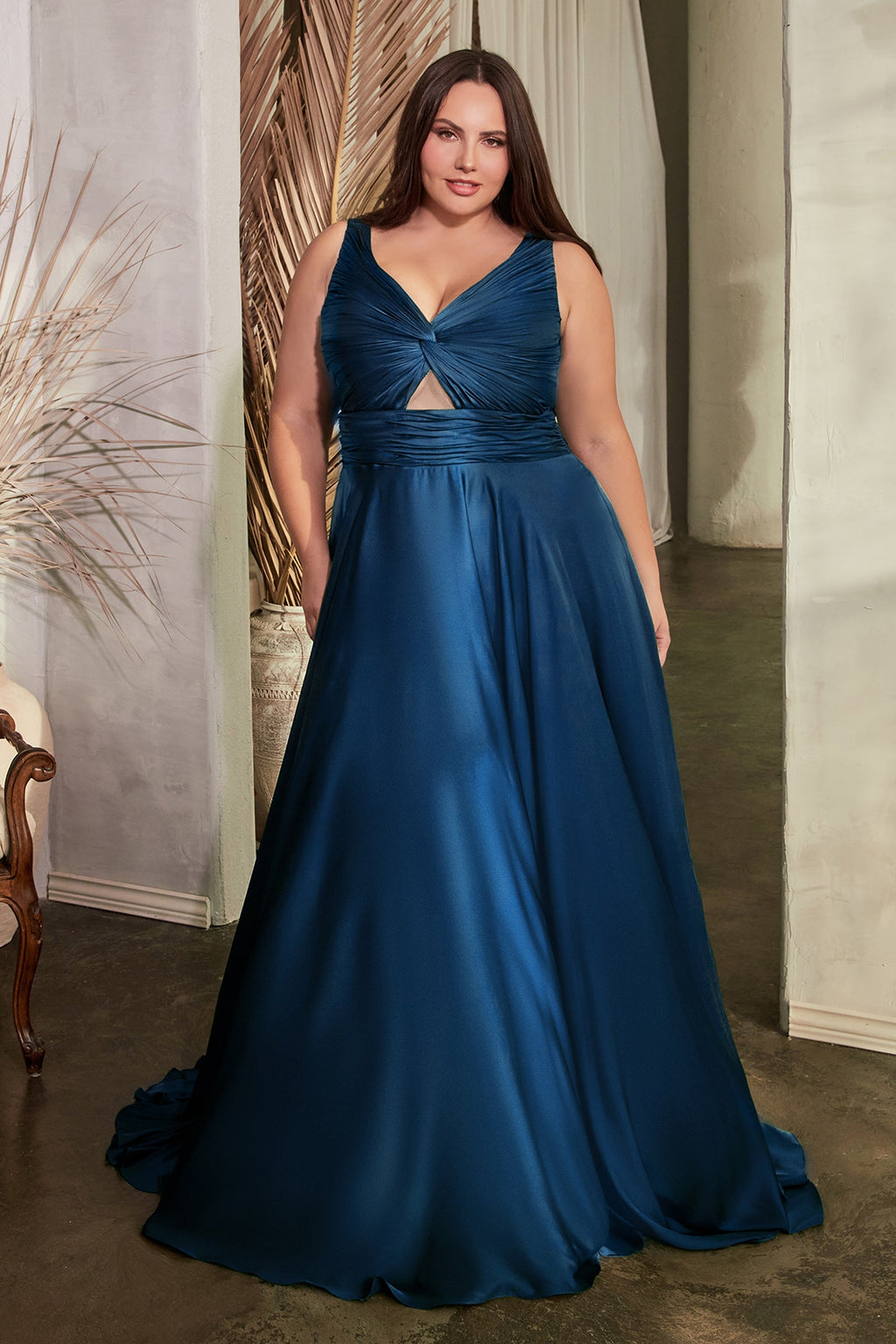 Marlena Gown - A-Line Keyhole Soft Satin Dress