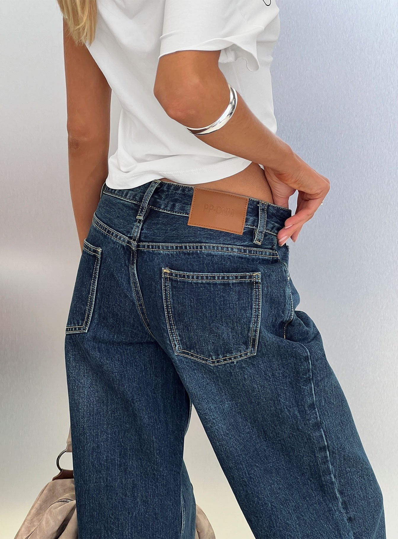 Serenitia Mid Rise Straight Leg Relaxed Jeans Dark Blue Wash