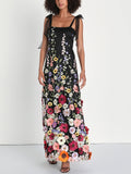 Women's Elegant 3D Embroidered Floral Maxi Dress ¨C Luxury Evening Dress