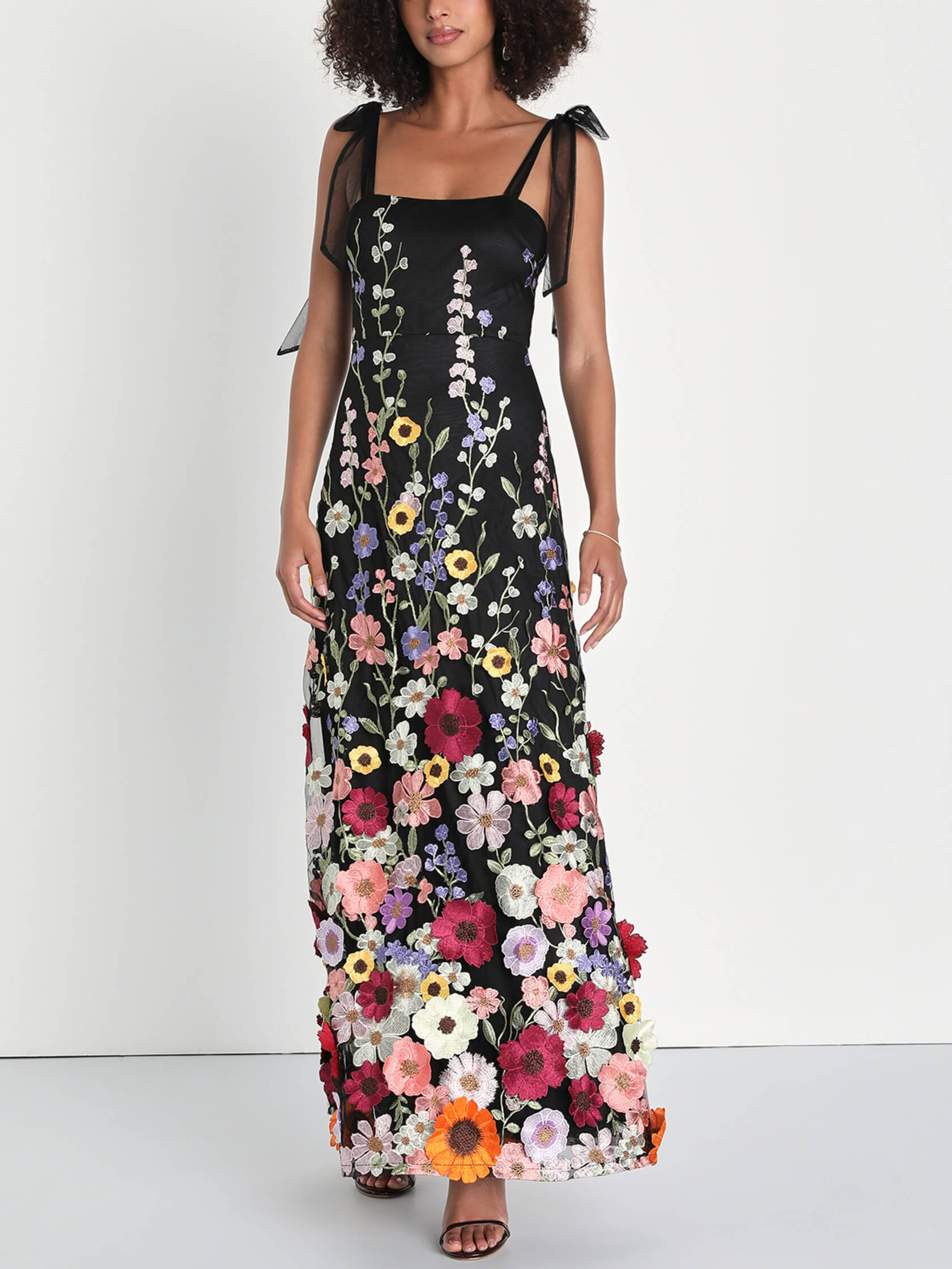 Women's Elegant 3D Embroidered Floral Maxi Dress ¨C Luxury Evening Dress
