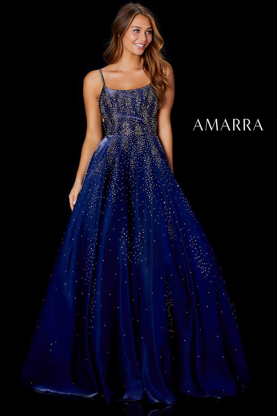 87292 - Amarra - Hot Stone Ball Gown With Scoop Neckline