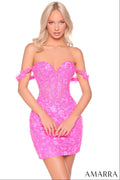 88958 - Amarra - Off-Shoulder Floral Sequin Mini Dress