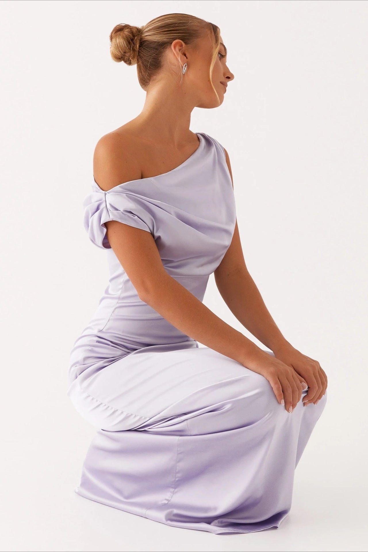 Women's Solid Asymmetric Neckline Formal Maxi Dress ¨C Evening Gown