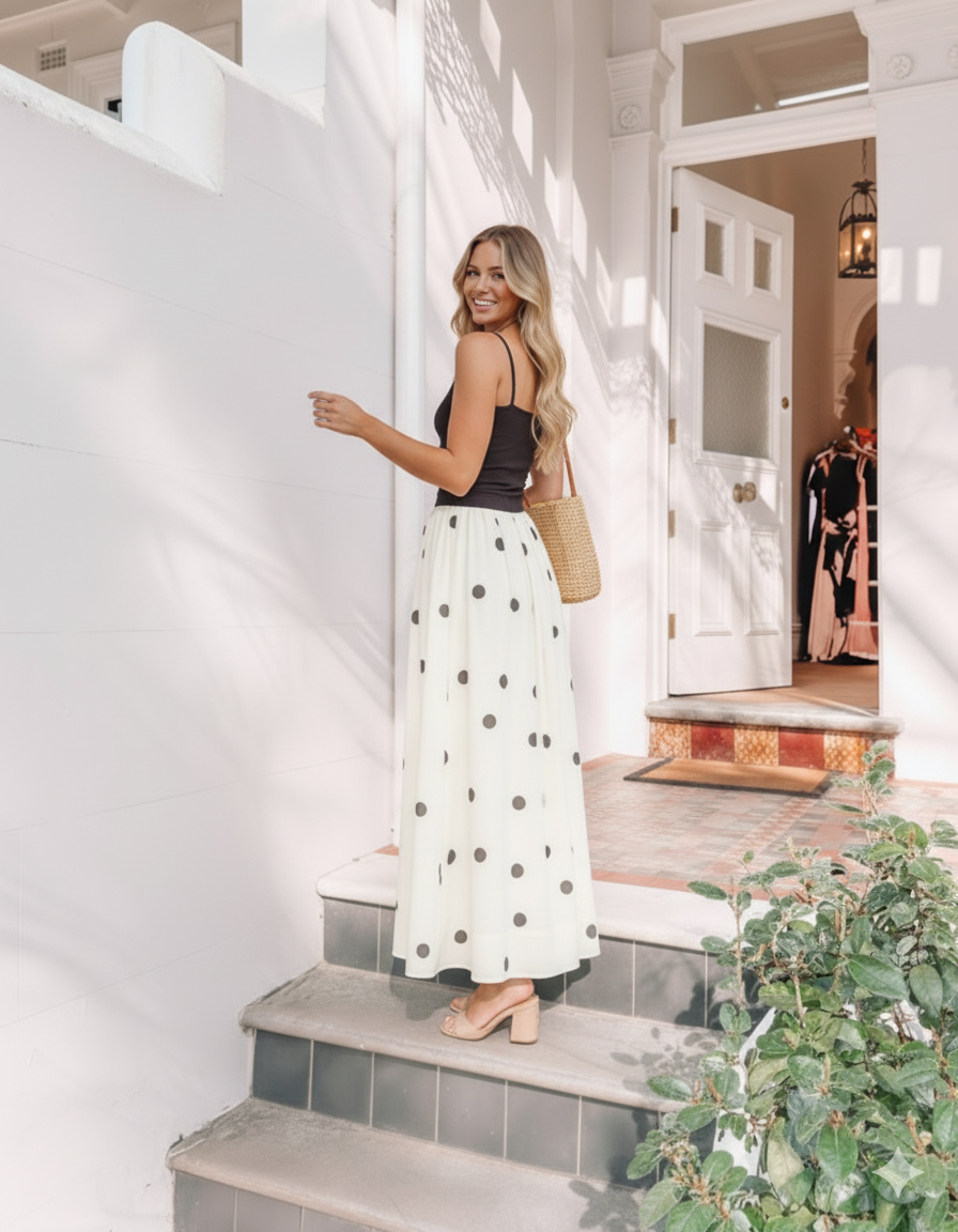 Anissa Dress - White Spot