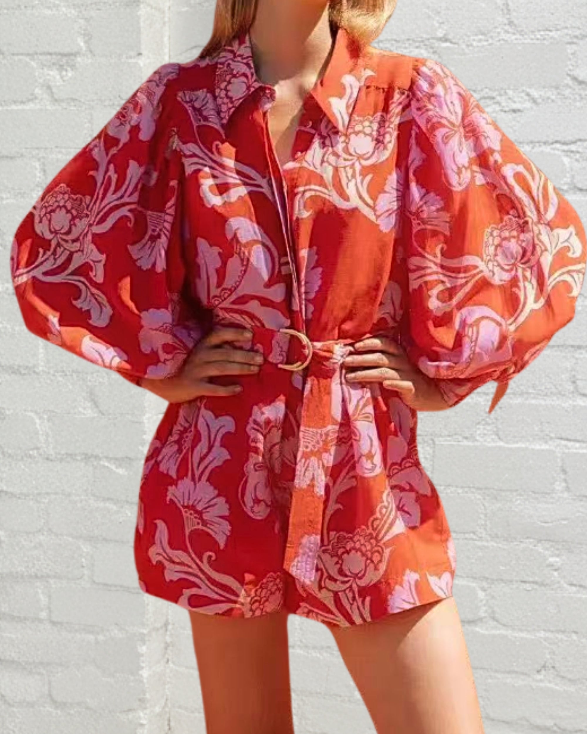 Brittany Playsuit - Orange Floral
