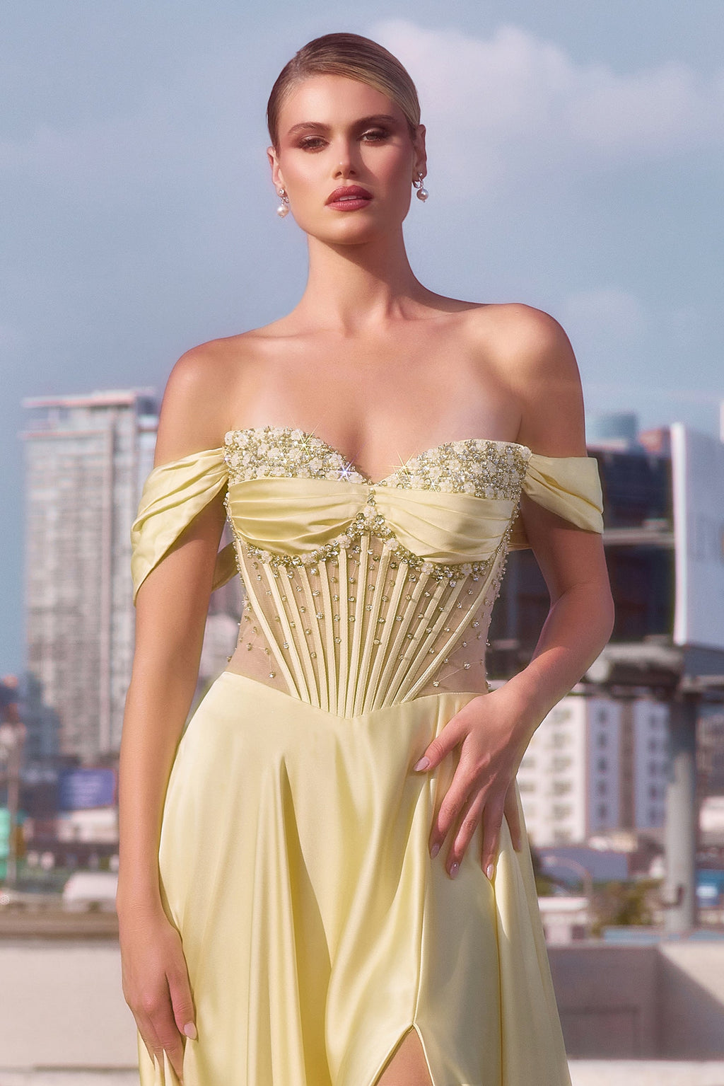 Melanie Gown - A-line Dress with Beaded Bodice & Corset Back