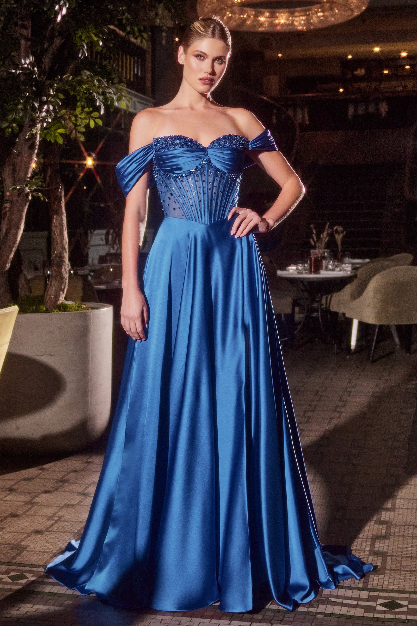 Melanie Gown - A-line Dress with Beaded Bodice & Corset Back