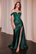 Hailee Gown - Off The Shoulder Lace & Satin Fitted Gown