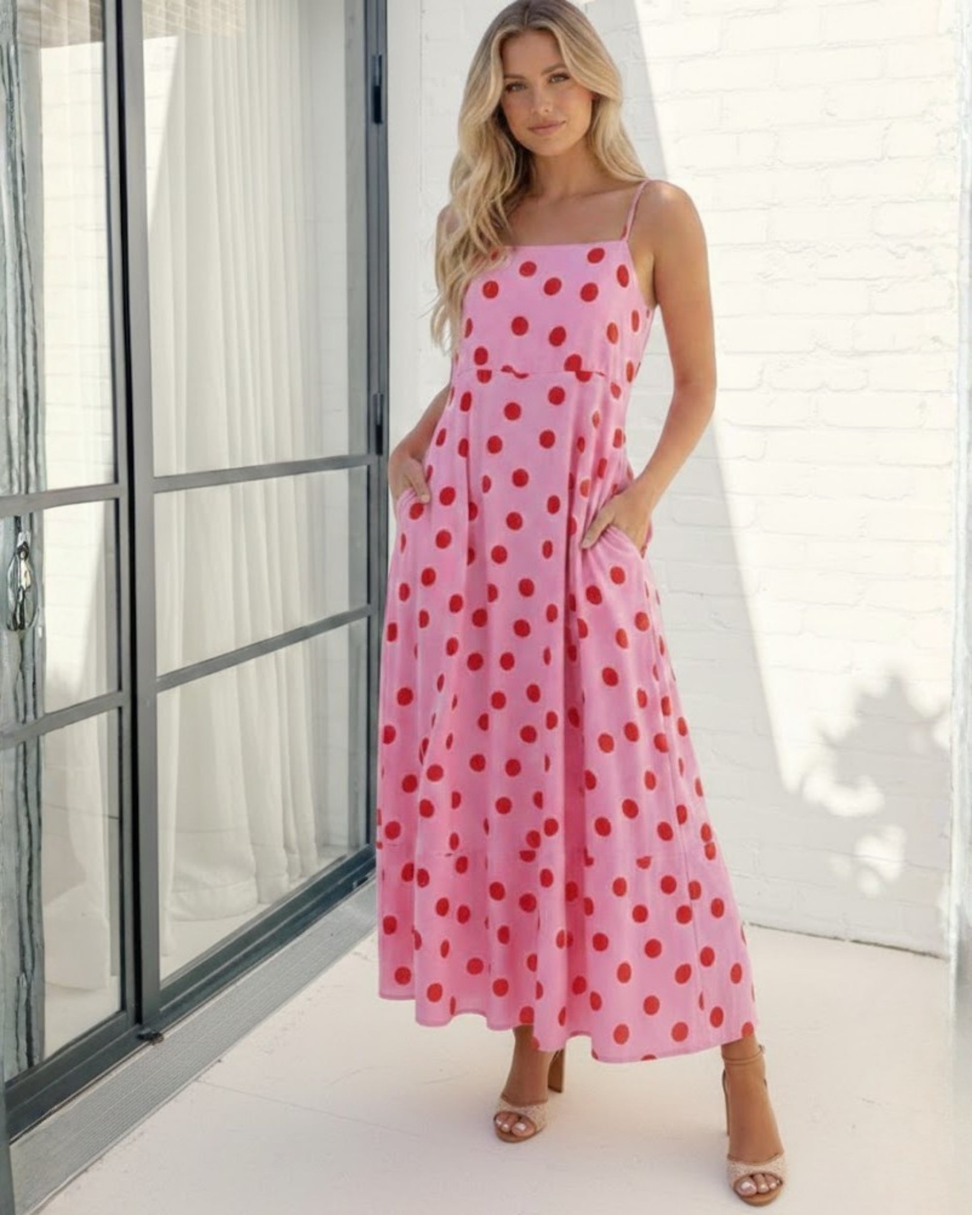 Crescent Dress - Pink Spot