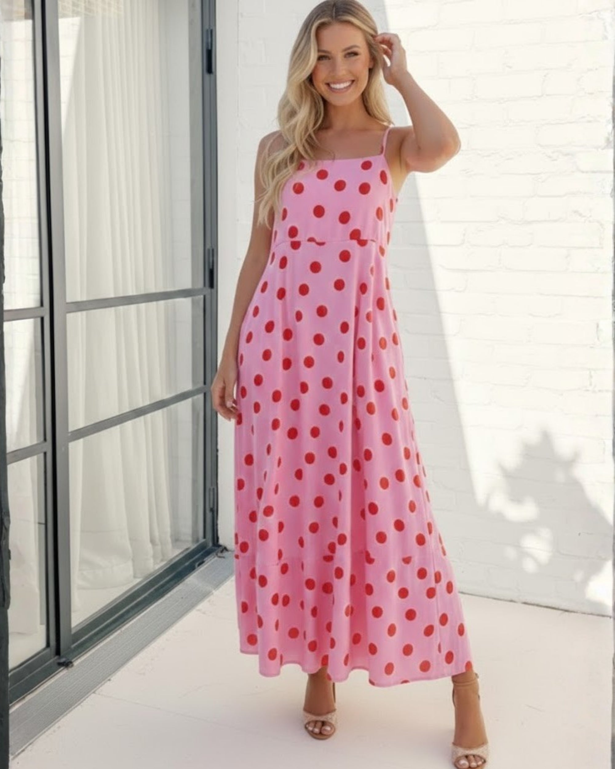 Crescent Dress - Pink Spot