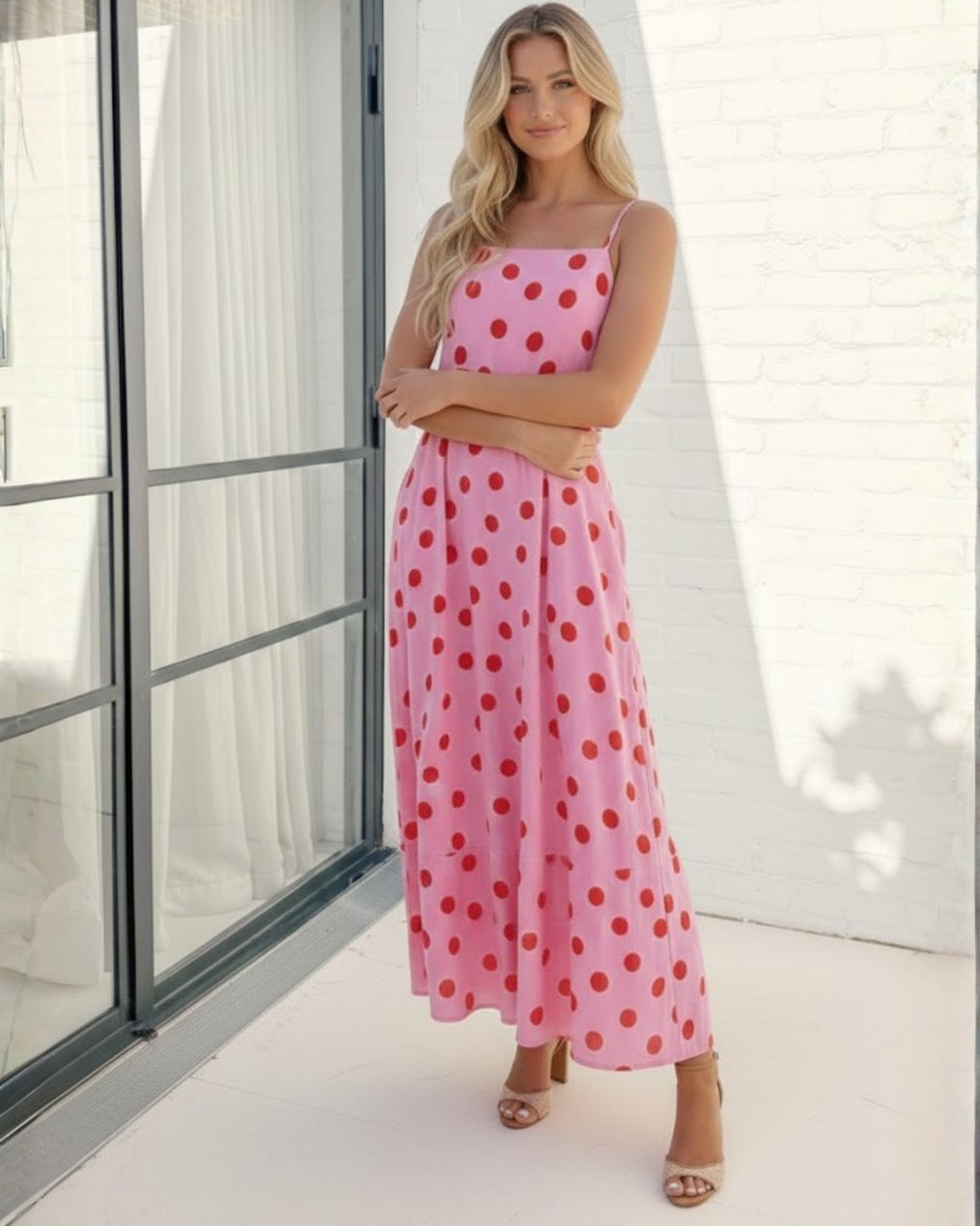 Crescent Dress - Pink Spot