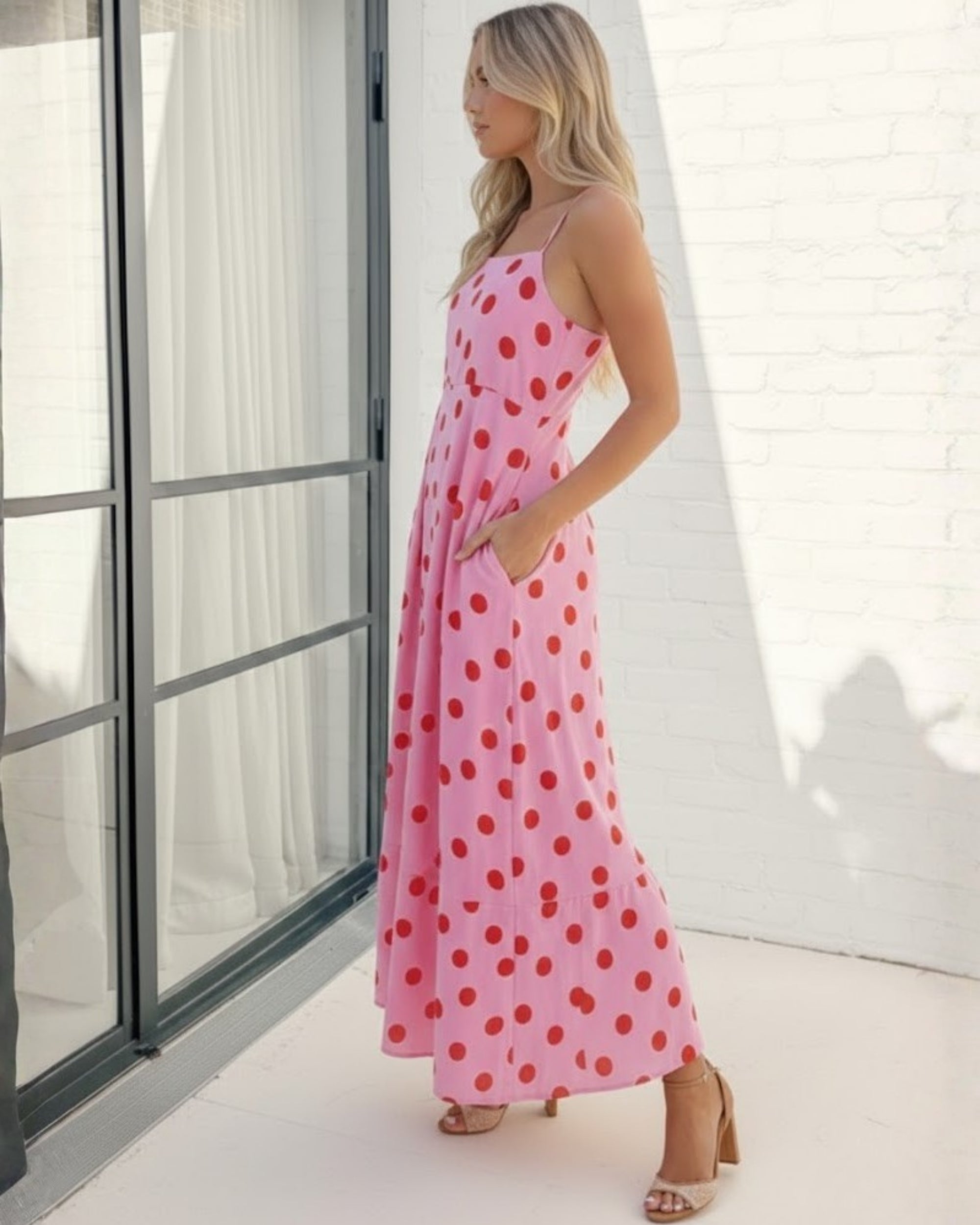 Crescent Dress - Pink Spot