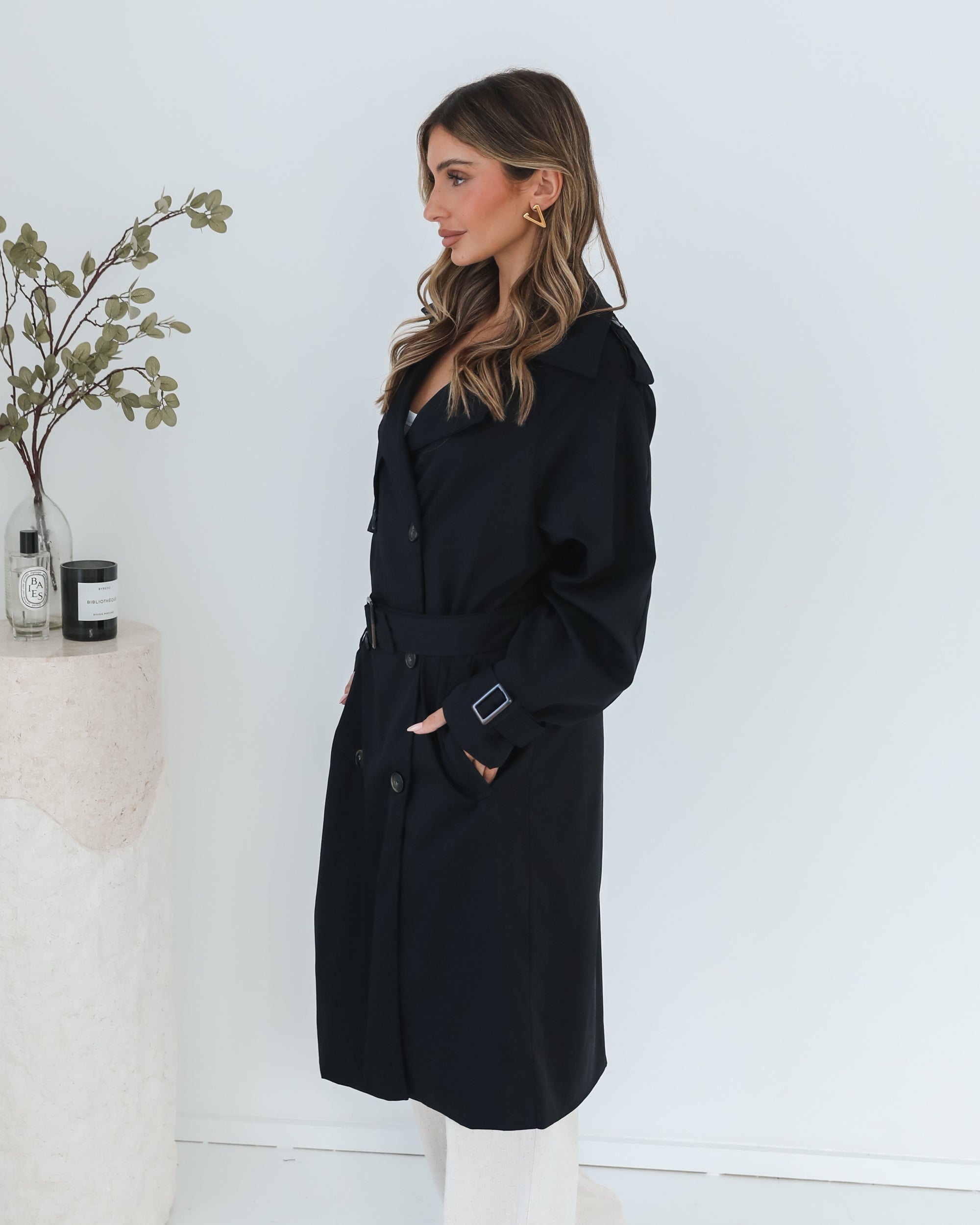 Dahrah Trench Coat - Black