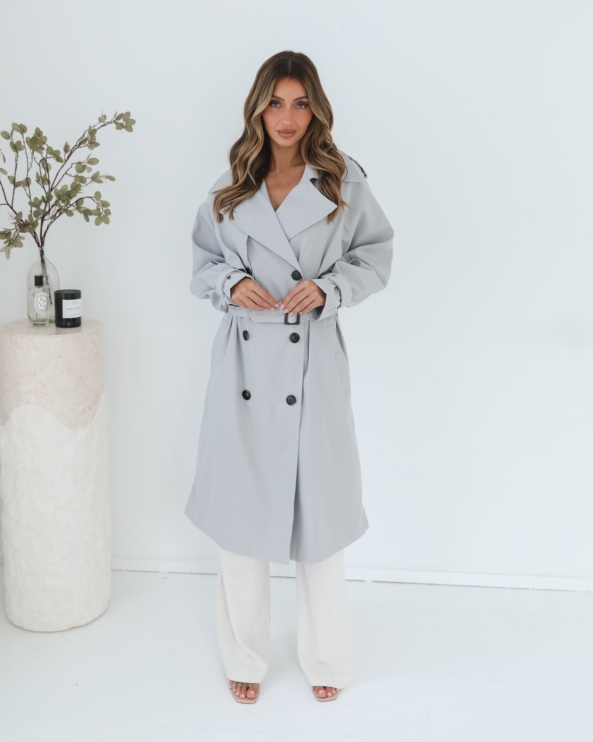 Dahrah Trench Coat - Grey