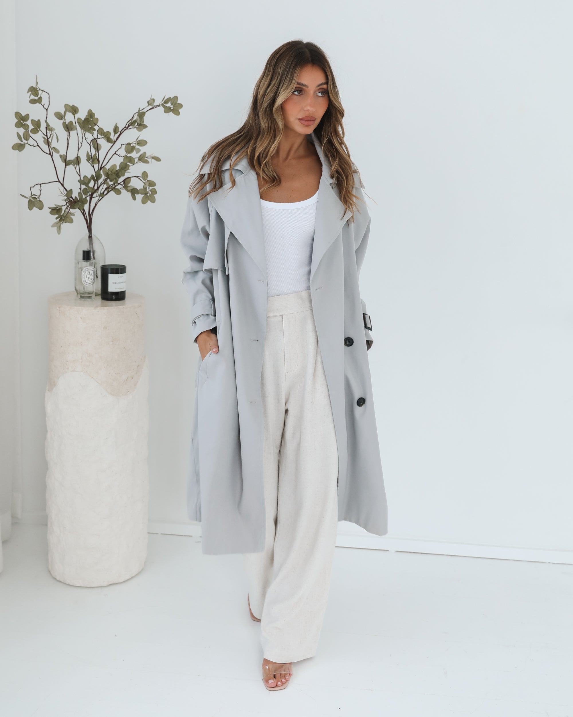 Dahrah Trench Coat - Grey