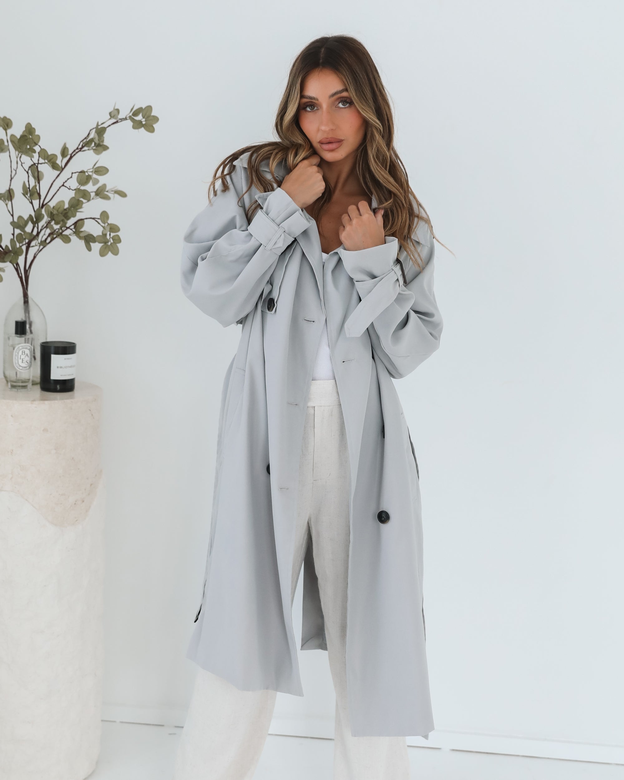 Dahrah Trench Coat - Grey